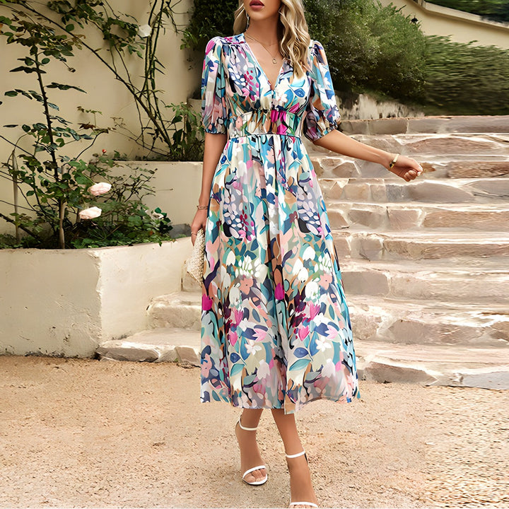 Nina™ | Abito midi con scollo-V